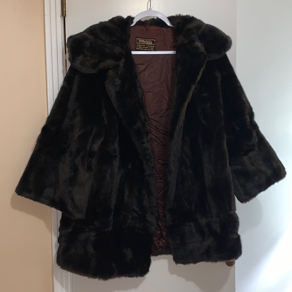 Vintage , Tissavel France 1970’s Faux Fur Swing coat from. Sears Fashions